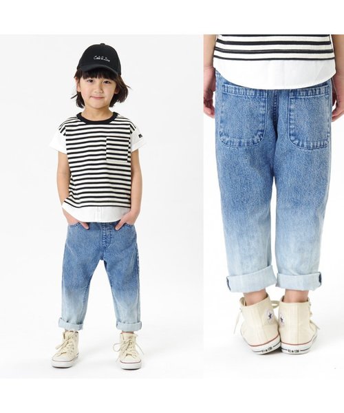 apres les cours（アプレレクール）の「テーパードデニムパンツ 9分丈（デニムパンツ・キッズ・ブルー/ネイビー/サックスブルー・80/90/110/130/100/120）」の13枚目の写真