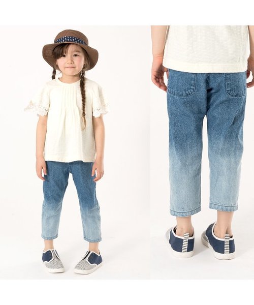 apres les cours（アプレレクール）の「テーパードデニムパンツ 9分丈（デニムパンツ・キッズ・ブルー/ネイビー/サックスブルー・80/90/110/130/100/120）」の14枚目の写真