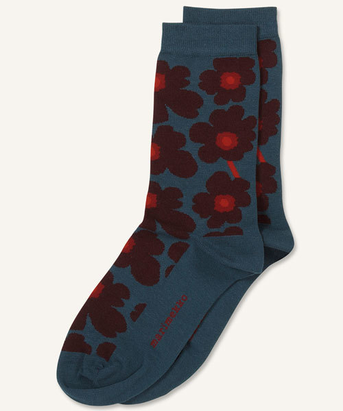 marimekko(マリメッコ)の「UNIKKO / HIETA ANKLE SOCKS (ソックス/靴下・レディース・ベージュ/レッド/アイボリー/ブル-グレ-・40/37/34)」の1枚目の写真