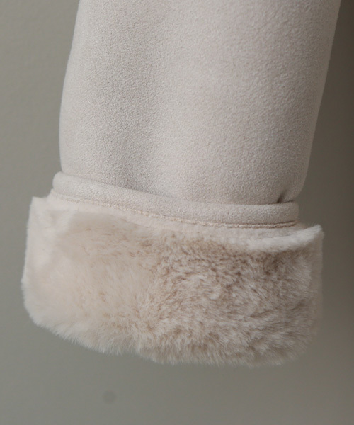 REAL CUBE（リアルキューブ）の「雑誌掲載・フード付きフェイクムートン2WAYコート（その他アウター・レディース・ネイビー/モカ/ライトベージュ・36/38/40）」の15枚目の写真