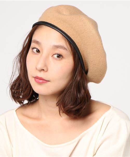 WEGO(ウィゴー)の「WEGO/パイピングベレー帽(ハンチング/ベレー帽・レディース・ブラック/グレー/キャメル/オフホワイト/ワイン・FREE)」の4枚目の写真