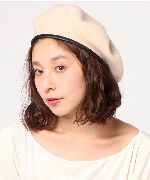WEGO(ウィゴー)の「WEGO/パイピングベレー帽(ハンチング/ベレー帽・レディース・ブラック/グレー/キャメル/オフホワイト/ワイン・FREE)」の2枚目の写真