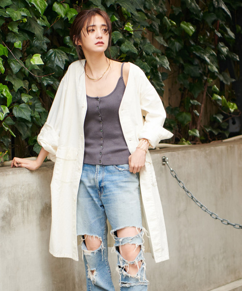 CIAOPANIC（チャオパニック）の「リメイク風バックサテンコート（その他アウター・レディース・ホワイト/ネイビー/カーキ・FREE）」の2枚目の写真