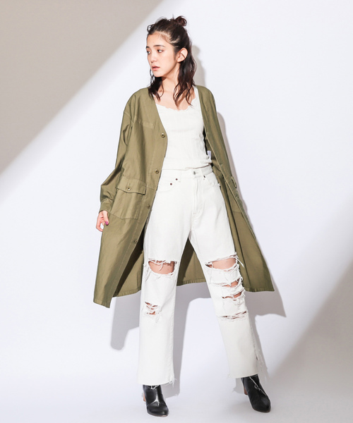 CIAOPANIC（チャオパニック）の「リメイク風バックサテンコート（その他アウター・レディース・ホワイト/ネイビー/カーキ・FREE）」の17枚目の写真