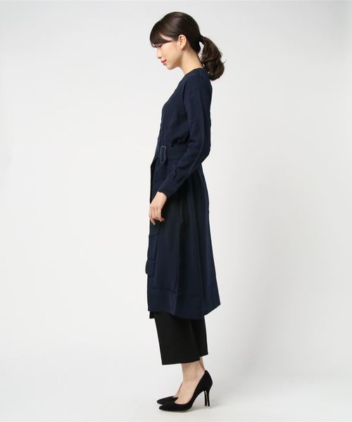 STYLEBLOCK（スタイルブロック）の「ジョーゼットウエストベルトラップミモレ丈ワンピース（ワンピース・レディース・ネイビー/カーキ/アイボリー・M）」の4枚目の写真
