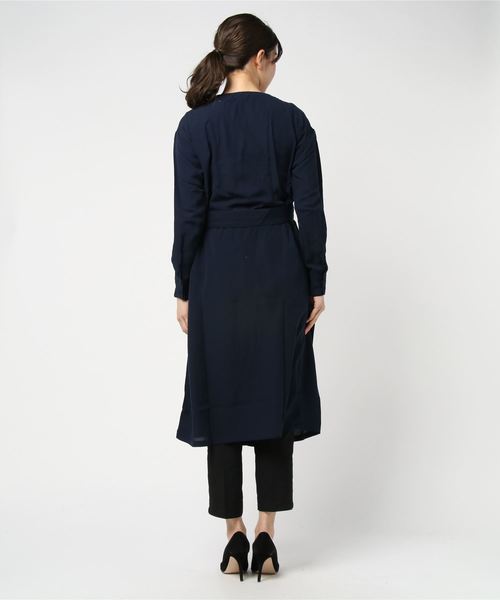 STYLEBLOCK（スタイルブロック）の「ジョーゼットウエストベルトラップミモレ丈ワンピース（ワンピース・レディース・ネイビー/カーキ/アイボリー・M）」の5枚目の写真