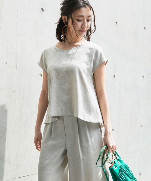 RIVE DROITE（リヴドロワ）の「リネンライクVネックブラウス（シャツ/ブラウス・レディース・ベージュ/カーキ/バイオレット/オレンジ・FREE）」の15枚目の写真