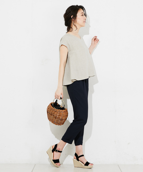 RIVE DROITE（リヴドロワ）の「リネンライクVネックブラウス（シャツ/ブラウス・レディース・ベージュ/カーキ/バイオレット/オレンジ・FREE）」の7枚目の写真