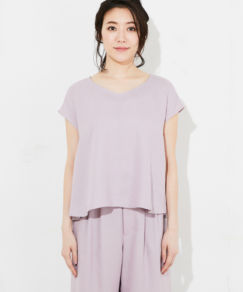 RIVE DROITE（リヴドロワ）の「リネンライクVネックブラウス（シャツ/ブラウス・レディース・ベージュ/カーキ/バイオレット/オレンジ・FREE）」の14枚目の写真