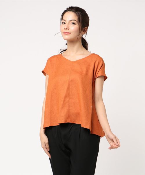 RIVE DROITE（リヴドロワ）の「リネンライクVネックブラウス（シャツ/ブラウス・レディース・ベージュ/カーキ/バイオレット/オレンジ・FREE）」の4枚目の写真