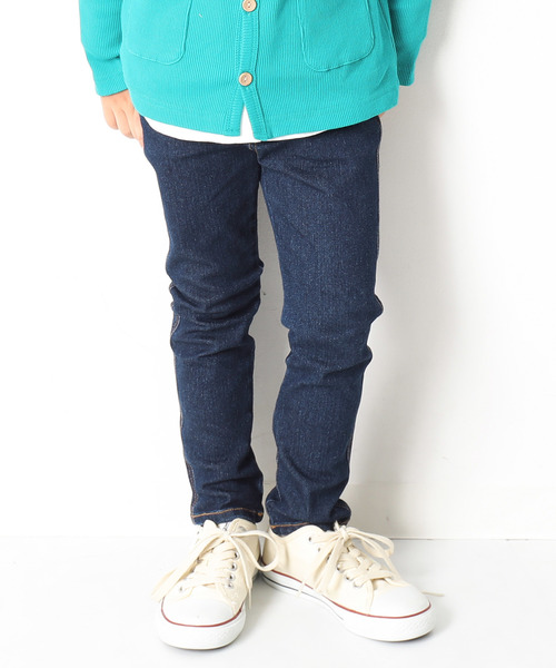 devirock（デビロック）の「楽デニム ストレッチスキニーデニムパンツ（デニムパンツ・キッズ・ネイビー/サックスブルー/ワンウォッシュ・100cm/110cm/120cm/130cm/140cm/150cm/160cm）」の3枚目の写真