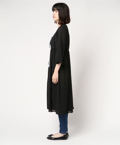 KOBE LETTUCE（コウベレタス）の「ミディアム丈ロング楊柳ガウン＊レディース/カーディガン/サマーアウター[C3376]神戸レタス（カーディガン/ボレロ・レディース・グレイッシュベージュ/カーキ/ブラック・FREE）」の4枚目の写真