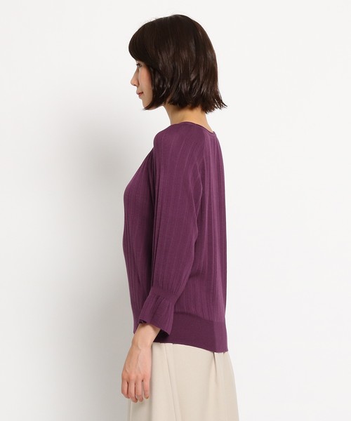 Sunauna(スーナウーナ)の「【洗える】キャンディスリーブプリーツニット(Tシャツ/カットソー・レディース・ダークブラウン/パープル/ネイビー/オフホワイト・38)」の10枚目の写真
