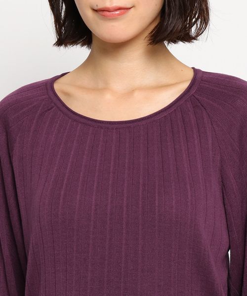 Sunauna(スーナウーナ)の「【洗える】キャンディスリーブプリーツニット(Tシャツ/カットソー・レディース・ダークブラウン/パープル/ネイビー/オフホワイト・38)」の8枚目の写真