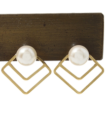 BEAUTY&YOUTH UNITED ARROWS | BYTF スクエアモチーフ×フェイクパールピアス(ピアス（両耳用）)