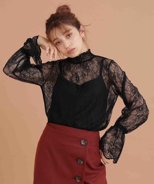FREE'S MART（フリーズマート）の「華奢レースハイネックブラウス（シャツ/ブラウス・レディース・ホワイト/ブラック/ブラウン・FREE）」の6枚目の写真