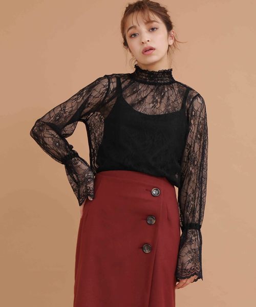 FREE'S MART（フリーズマート）の「華奢レースハイネックブラウス（シャツ/ブラウス・レディース・ホワイト/ブラック/ブラウン・FREE）」の8枚目の写真