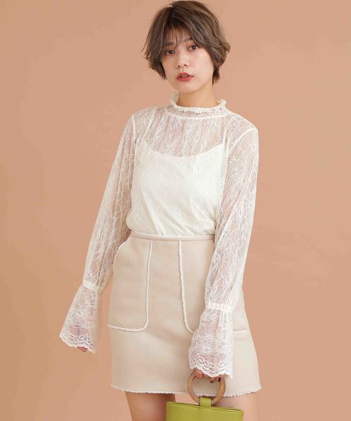 FREE'S MART（フリーズマート）の「華奢レースハイネックブラウス（シャツ/ブラウス・レディース・ホワイト/ブラック/ブラウン・FREE）」の10枚目の写真