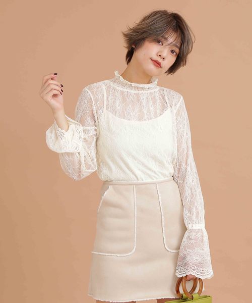 FREE'S MART（フリーズマート）の「華奢レースハイネックブラウス（シャツ/ブラウス・レディース・ホワイト/ブラック/ブラウン・FREE）」の12枚目の写真