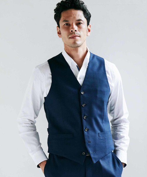 MEN'S BIGI(メンズビギ)の「ミニチェックメッシュ リバーシブルベスト(ベスト・メンズ・ネイビー/ブラウン/ブルー・SS/S/M/L)」の3枚目の写真