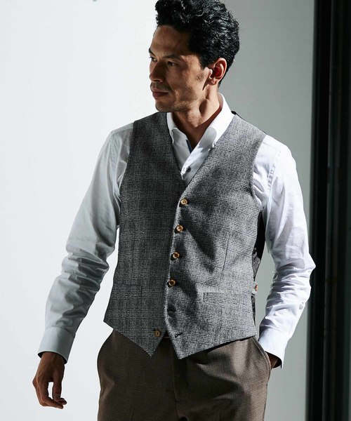 MEN'S BIGI(メンズビギ)の「ミニチェックメッシュ リバーシブルベスト(ベスト・メンズ・ネイビー/ブラウン/ブルー・SS/S/M/L)」の5枚目の写真
