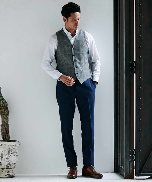 MEN'S BIGI(メンズビギ)の「ミニチェックメッシュ リバーシブルベスト(ベスト・メンズ・ネイビー/ブラウン/ブルー・SS/S/M/L)」の12枚目の写真