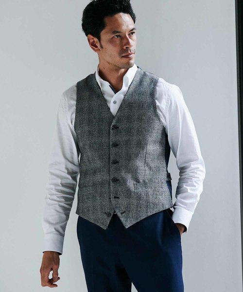 MEN'S BIGI(メンズビギ)の「ミニチェックメッシュ リバーシブルベスト(ベスト・メンズ・ネイビー/ブラウン/ブルー・SS/S/M/L)」の13枚目の写真