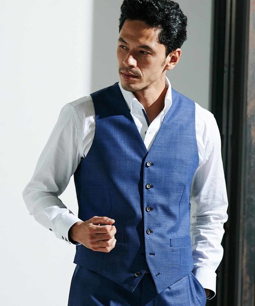 MEN'S BIGI(メンズビギ)の「ミニチェックメッシュ リバーシブルベスト(ベスト・メンズ・ネイビー/ブラウン/ブルー・SS/S/M/L)」の15枚目の写真
