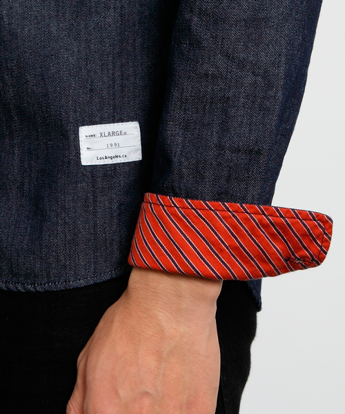 XLARGE（エクストララージ）の「DENIM BD SHIRT（シャツ/ブラウス・メンズ・ダークインディゴブルー/ライトインディゴブルー・SMALL/MEDIUM/LARGE/X-LARGE）」の7枚目の写真