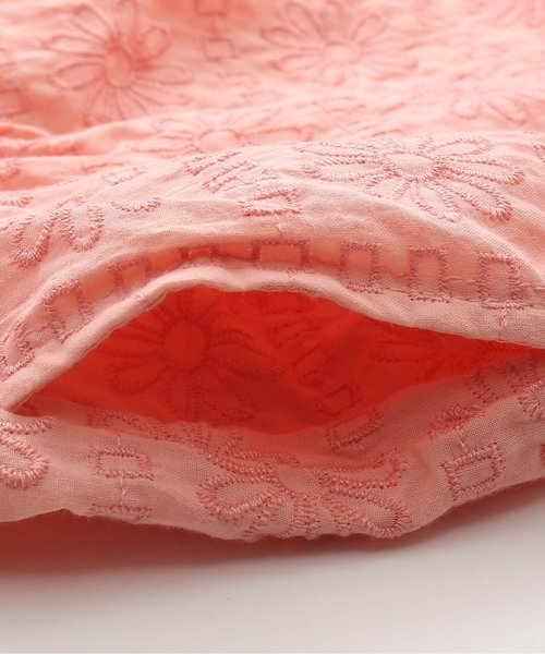 apres les cours（アプレレクール）の「デイジーレースドッキングワンピース（ワンピース・キッズ・サーモンピンク/サックスブルー・80/90/100/110/120/130）」の5枚目の写真