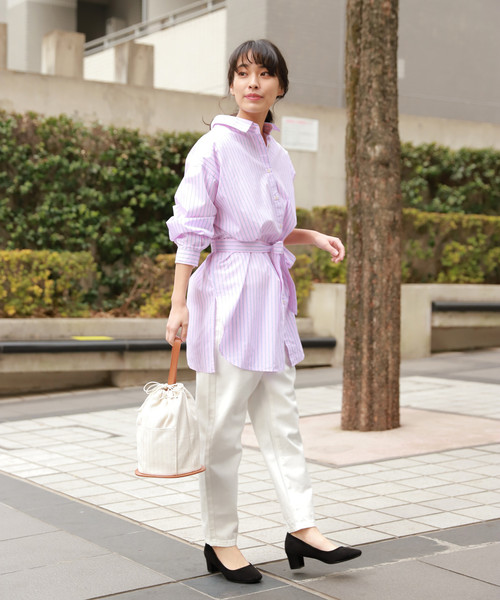 LAKOLE（ラコレ）の「【マルチウェイ】ロングシャツチュニック / LAKOLE（チュニック・レディース・ホワイト/ピンク/ブルー・SMALL/MEDIUM）」の4枚目の写真