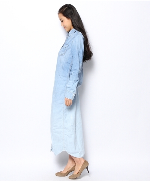 goa（ゴア）の「6OZ ｸﾞﾗﾃﾞｰｼｮﾝﾃﾞﾆﾑﾛﾝｸﾞｼｬﾂ（シャツ/ブラウス・レディース・ブルー系その他・FREE）」の3枚目の写真