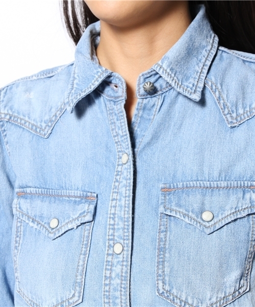 goa（ゴア）の「6OZ ｸﾞﾗﾃﾞｰｼｮﾝﾃﾞﾆﾑﾛﾝｸﾞｼｬﾂ（シャツ/ブラウス・レディース・ブルー系その他・FREE）」の5枚目の写真