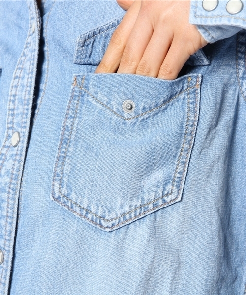 goa（ゴア）の「6OZ ｸﾞﾗﾃﾞｰｼｮﾝﾃﾞﾆﾑﾛﾝｸﾞｼｬﾂ（シャツ/ブラウス・レディース・ブルー系その他・FREE）」の7枚目の写真