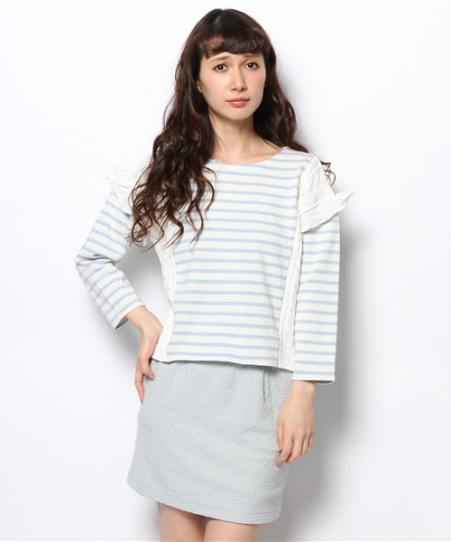 Another Edition（アナザーエディション）の「AE[A]BOR MIX PO（Tシャツ/カットソー・レディース・グレー/ライトブルー/ネイビー・フリー）」の8枚目の写真