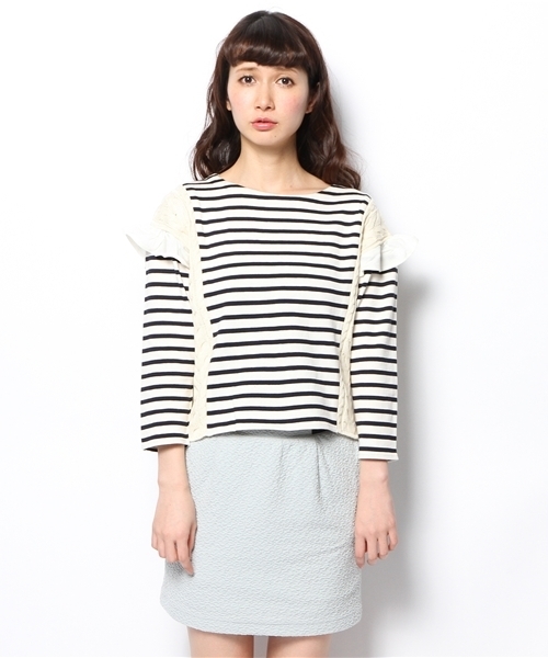 Another Edition（アナザーエディション）の「AE[A]BOR MIX PO（Tシャツ/カットソー・レディース・グレー/ライトブルー/ネイビー・フリー）」の10枚目の写真