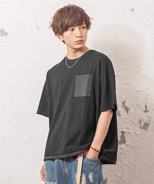 MinoriTY(マイノリティ)の「ナイロンポケットビッグTシャツ ビッグシルエット(Tシャツ/カットソー・メンズ・ホワイト/ブラック・M/L)」の2枚目の写真