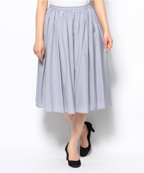 Another Edition（アナザーエディション）の「AE STRIPE FLR SK ◆（スカート・レディース・グレー/ベージュ/ライトブルー・フリー）」の11枚目の写真