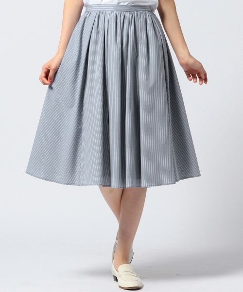 Another Edition（アナザーエディション）の「AE STRIPE FLR SK ◆（スカート・レディース・グレー/ベージュ/ライトブルー・フリー）」の2枚目の写真