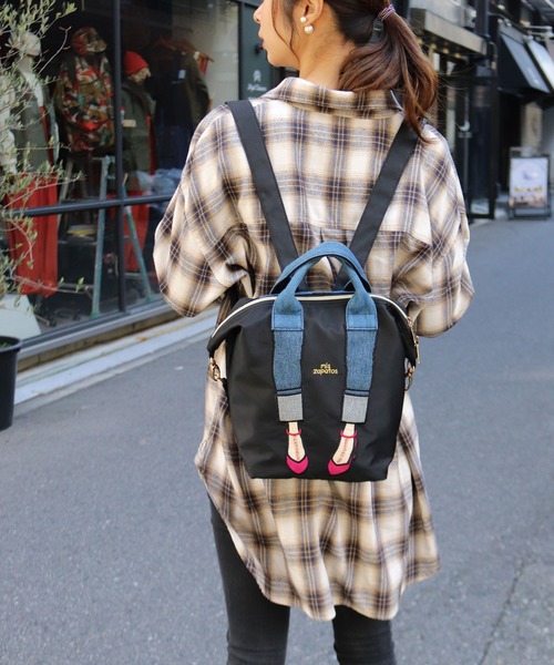 mis zapatos（ミス サパト）の「ロールアップデニム3WAYミニリュック 