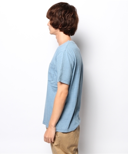 WEGO（ウィゴー）の「WEGO/インディゴポケTシャツ（Tシャツ/カットソー・メンズ・インディゴブルー/ライトインディゴブルー・LARGE/MEDIUM）」の4枚目の写真