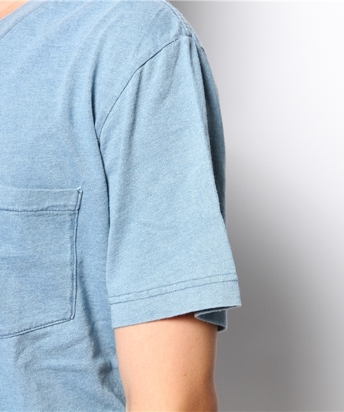 WEGO（ウィゴー）の「WEGO/インディゴポケTシャツ（Tシャツ/カットソー・メンズ・インディゴブルー/ライトインディゴブルー・LARGE/MEDIUM）」の7枚目の写真