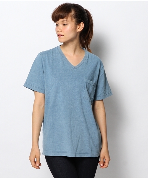 WEGO（ウィゴー）の「WEGO/インディゴポケTシャツ（Tシャツ/カットソー・メンズ・インディゴブルー/ライトインディゴブルー・LARGE/MEDIUM）」の10枚目の写真