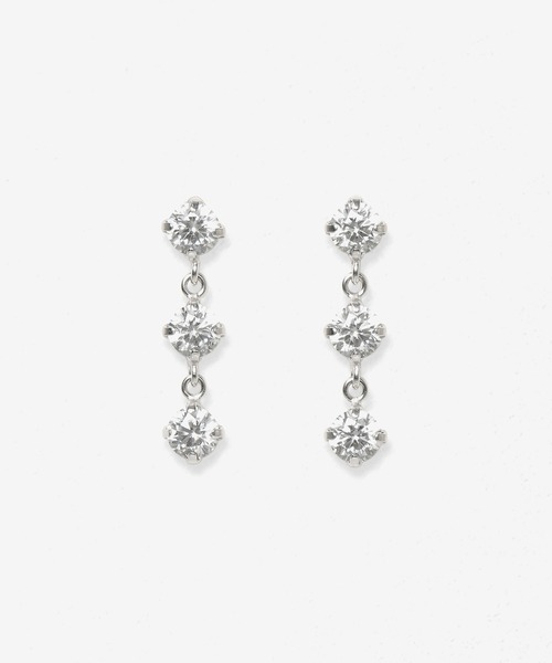 BLOOM(ブルーム)の「K10 ホワイトゴールド キュービックジルコニア ピアス BLOOM/ブルーム(ピアス(両耳用)・レディース・ホワイトゴールド・-)」の1枚目の写真