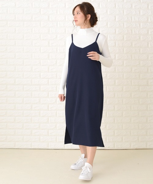 Lace Ladies(レースレディース)の「ノースリーブ ゆったり 裾スリット ロングキャミワンピース(ワンピース・レディース・ブラック/ネイビー/グリーン・M/L/XL)」の3枚目の写真