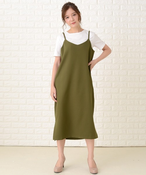 Lace Ladies(レースレディース)の「ノースリーブ ゆったり 裾スリット ロングキャミワンピース(ワンピース・レディース・ブラック/ネイビー/グリーン・M/L/XL)」の2枚目の写真
