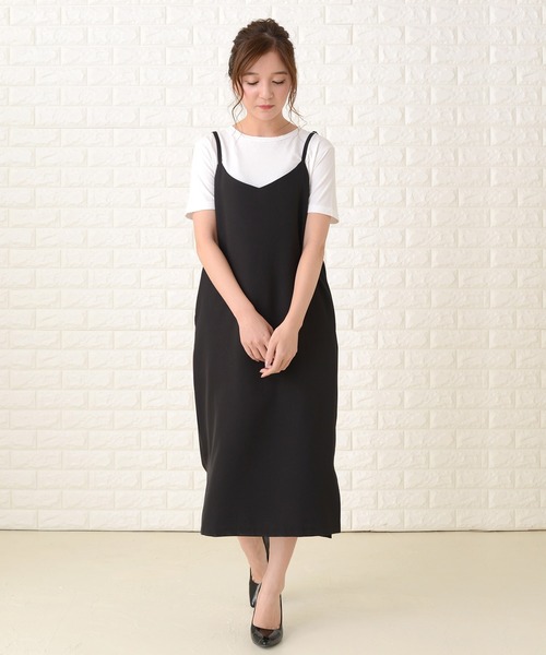 Lace Ladies(レースレディース)の「ノースリーブ ゆったり 裾スリット ロングキャミワンピース(ワンピース・レディース・ブラック/ネイビー/グリーン・M/L/XL)」の8枚目の写真