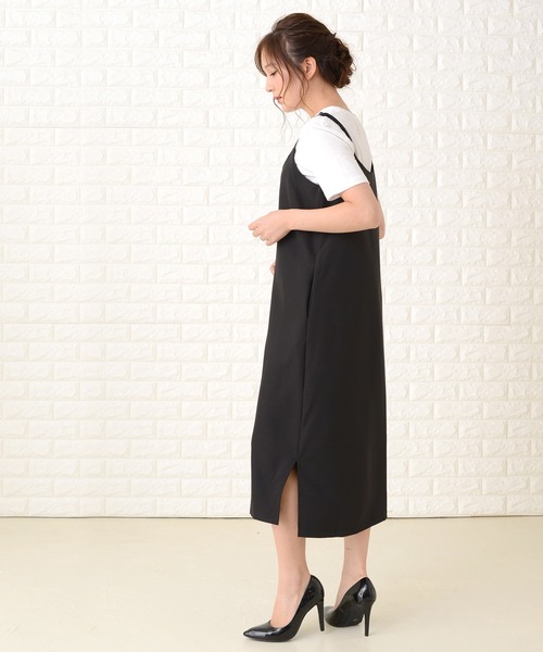 Lace Ladies(レースレディース)の「ノースリーブ ゆったり 裾スリット ロングキャミワンピース(ワンピース・レディース・ブラック/ネイビー/グリーン・M/L/XL)」の9枚目の写真