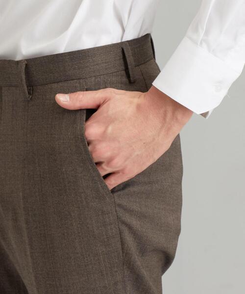 green label relaxing（グリーンレーベルリラクシング）の「[ 御幸毛織 ] 撚杢 無地 スリム ノープリーツ パンツ スラックス（スーツパンツ・メンズ・ブラウン/ネイビー・84ｃｍ/88ｃｍ/80ｃｍ/76ｃｍ/72cm/92cm）」の15枚目の写真