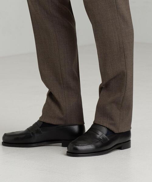 green label relaxing（グリーンレーベルリラクシング）の「[ 御幸毛織 ] 撚杢 無地 スリム ノープリーツ パンツ スラックス（スーツパンツ・メンズ・ブラウン/ネイビー・84ｃｍ/88ｃｍ/80ｃｍ/76ｃｍ/72cm/92cm）」の12枚目の写真